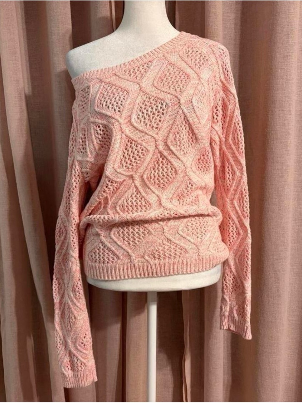 Soft Pink Cable Knit Sweater
